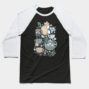 Cup of Tea with a Coffee Cat Baseball T-Shirt